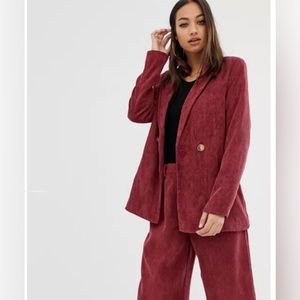 Pretty Little Thing corduroy blazer in raspberry